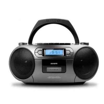 Radio cd - cassette portatil aiwa bbtc - 550 6w rms usb bluetooth plata