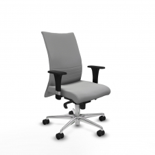 Piqueras y Crespo Albacete confidente sincro similpiel gris claro brazos 1D base aluminio ruedas 65 mm nailon