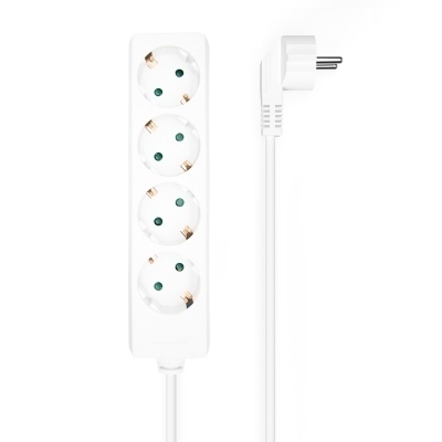 Aisens - Base Multiple 4 Tomas Sin Interruptor Con Cable 3X1.5Mm2, Bla