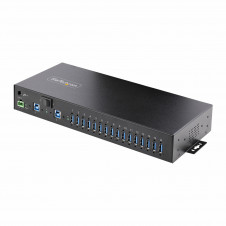 StarTech.com Hub Ladrón Industrial de Metal USB 3.0 5Gbps de 16 Puertos - de Montaje - Alimentación por Bloque de Terminales - Protección ESD - Car