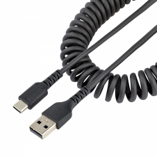 StarTech.com Cable de 50cm de Carga USB A a USB C, Cable USB Tipo C Rizado de Carga Rápida y Servicio Pesado, Cable USB 2.0 A a USBC, de Fibra de Ara