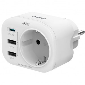 Enchufe Hama 00223342 +2XUSB-A+1XUSB-C 20W QC+PD