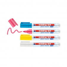 Edding 95 Glass marcador 4 pieza(s) Punta redonda Azul, Rosa, Blanco, Amarillo