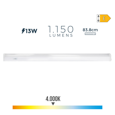 Regleta led 13 w 4000 k luz dia 1150 lm 83.8 x 2.2 x 3.6 cm
