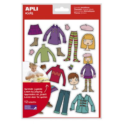 Apli Bolsa de Gomets Tematicos el Armario - 252 Gomets en 12 Hojas - Adhesivo Removible - Desarrollados con Educadores - Adhesivo Base Agua - Libre de Disolventes - Coloridos