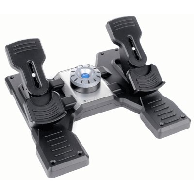 Flight Rudder Pedals Negro, Plata USB 2.0 Simulador de Vuelo Analógico/Digital PC