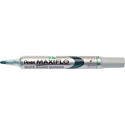Pentel Maxiflo Rotulador para Pizarra Blanca - Punta de Bala - Ancho de Linea 2mm - Regulacion del Flujo de Tinta - 50% de Materiales Reciclados - Color Verde