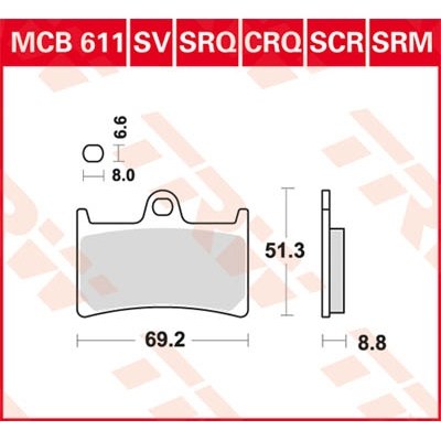 Pastillas de freno sinterizadas scooter serie SRM TRW MCB611SRM