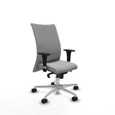 Albacete confidente XL sincro similpiel gris claro brazos 1D cromados base aluminio ruedas 65 mm nailon