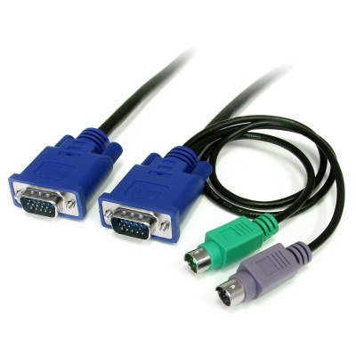 Cable KVM de 1,8m Ultra Delgado Todo en Uno VGA PS/2 PS2 HD15 - 6ft Pies 3 en 1