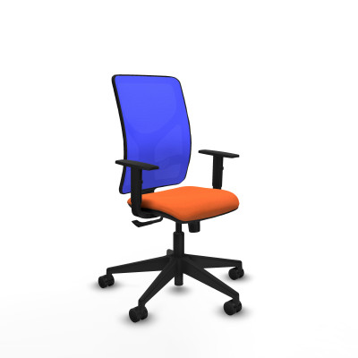 Motilla sincro malla azul bali naranja brazos 1D base piramidal ruedas 65mm nailon