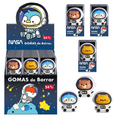 Dohe Expositor de 24 Gomas de Borrar - Fabricadas en PVC - Con Forma de Astronautas-Animales