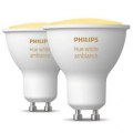 Bombilla Led Inteligente Philips Hue White Ambiance/ Casquillo GU10/ 5W/ 350 Lúmenes/ 2200K-6500K/ 2 unidades/ Precisa Philips Hue Bridge