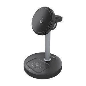 AISENS - CARGADOR INALAMBRICO USB-C 4 EN 1 DE 15W PARA MOVIL, APPLE WATCH, AURICULARES CON ESTUCHE DE CARGA, NEGRO