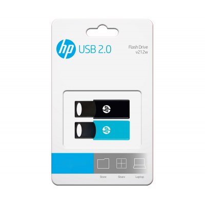 PENDRIVE HP 64GB USB 2.0 V212W NEGRO/AZUL PACK 2