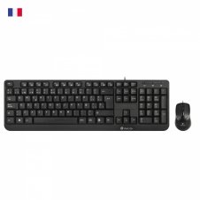 NGS Cocoa Kit, AZERTY, FR teclado Ratón incluido USB Francés Negro