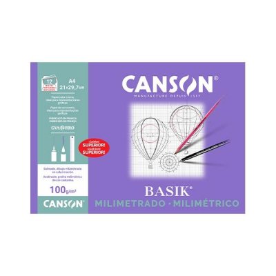 CANSON PAQ.12 LAMINAS PAPEL MILIMETRADO BASIK 100G A4