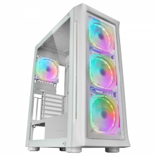 Mars Gaming MC-NEO Blanco Torre Gaming XXL E-ATX Ventana Lateral y Frontal Cristal Templado 4x Ventiladores ARGB 120mm + Ventilador 120mm Sistema CPU