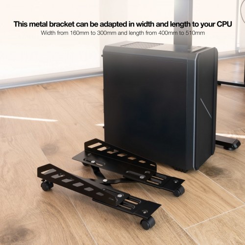 TOOQ UMCS0024-B Soporte metálico para CPU de suelo con ruedas