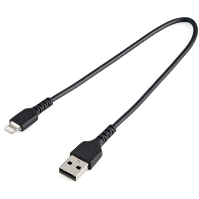 Cable Resistente USB-A a Lightning de 30 cm Negro - Cable de Sincronización y Carga USB Tipo A a Lightning con Fibra de Aramida Resistente - Certificado MFi de Apple - para iPad/iPhone 12