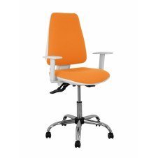 Piqueras y Crespo Silla Elche blanca asincro bali naranja brazos regulables ruedas de parqué