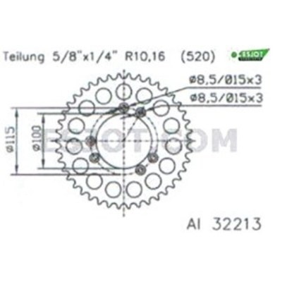 Corona ESJOT Aluminio 51-32213 44 dientes 51-32213-44