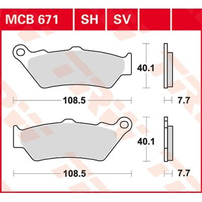 Pastillas de freno traseras sinterizadas serie SH TRW MCB671SH