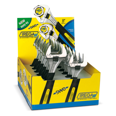 Llave ajustable de gran apertura de 6 y 8 irega. expositor de 12 unidades