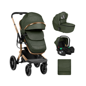 Carrito de bebé Kikkaboo 3 en 1 con capazo de plastico Irene Verde Militar