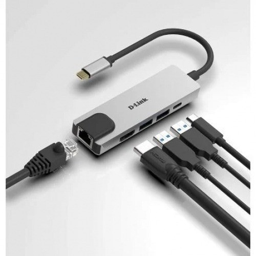 Docking USB 3.0 Tipo-C D-Link DUB-M520/ 2 Puertos USB/ 1 HDMI/ 1 RJ45/ 1 Thunderbolt/ Gris