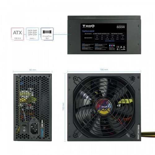 TooQ TQAPOLO-600SP fuente de alimentación 600 W 20+4 pin ATX ATX Negro