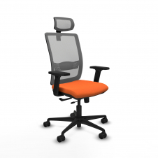 Piqueras y Crespo Haches traslack malla gris bali naranja brazos 2D base nailon cabecero malla 2D ruedas 65mm nailon