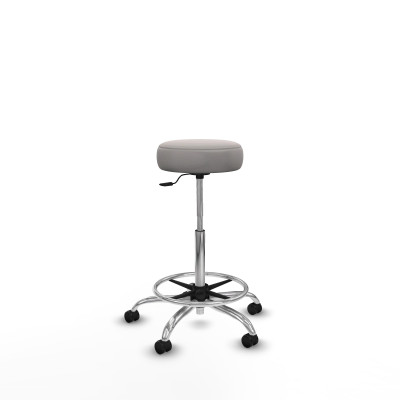 Tolosa giratorio similpiel blanco base cromada ruedas engomadas 50mm aro cromado