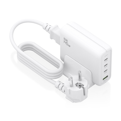 AISENS - CARGADOR SOBREMESA GaN 140W, 3xUSB-C PD3.1 QC4.0 QC5.0, 1xUSB-A QC3.0, BLANCO