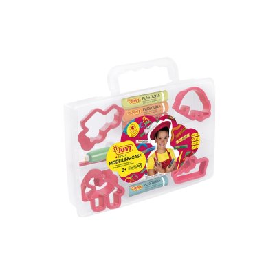 Jovi Modelling Case Pack de 10 Pastillas de Plastilina 15 Gr + 6 Moldes + 3 Modeladores. 100% Vegetal - No Se Seca - sin Gluten - Facil de Moldear - Color Rosa
