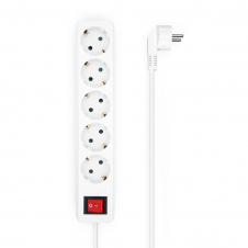 AISENS Base Multiple 5 Tomas con Interruptor con Cable 3Í?1.5mm2, Blanco, 1.4 m
