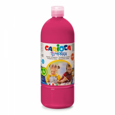 Carioca Botella Tempera 1000ml - Colores Superlavables - Faciles de Mezclar - Aplicable en Materiales Porosos - Alta Opacidad - Color Rosa