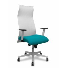 Piqueras y Crespo Sillón Sahuco blanco bali turquesa brazos blancos base blanca ruedas parqué 65mm