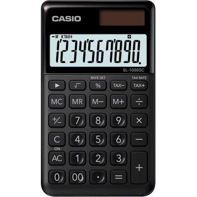 Casio SL-1000SC Calculadora de Bolsillo - Pantalla Extragrande de 10 Digitos - Alimentacion Solar y Pilas - Color Negro