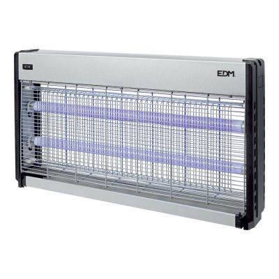 Mata insectos profesional eléctrico 2x20w 150m² 64x10x36cm color cromo/negro edm