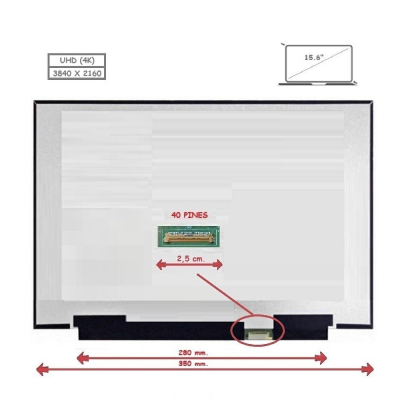 Pantalla para portátil LED 15.6\ Slim 40 Pines 4K Sin Brackets