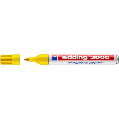 Edding 3000 Rotulador Permanente - Punta Redonda de 1.5mm - Trazo entre 1.5 y 3mm - Recargable - Secado Rapido - Color Amarillo