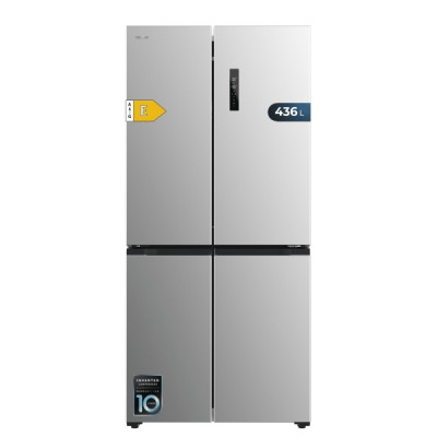 Cecotec Bolero CoolMarket 4D 436 Inox E Frigorifico Americano 4 Puertas - 436L - Compresor Inverter - Modo Vacaciones - Congelacion Ultrarapida - Frio Envolvente - Clase E - 83.6x63.6x183cm - Color Ac