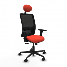 Piqueras y Crespo Zulema sincro malla negra bali naranja oscuro brazos 2D base nailon cabecero fijo ruedas 65mm nailon