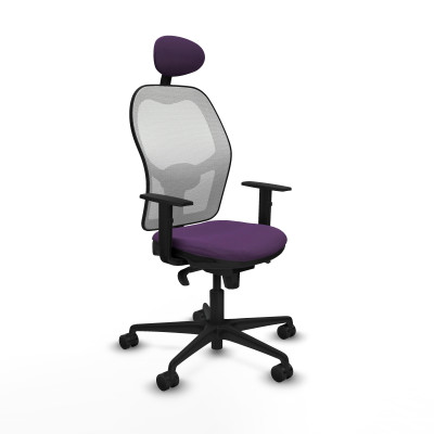 Jorquera sincro malla blanca bali morado brazos 1D base nailon cabecero fijo ruedas 65mm nailon