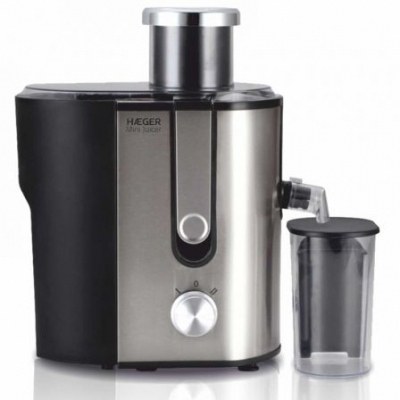 LICUADORA HAEGER MINI JUICER 600W - 2 VELOCIDADES - SISTEMA ANTIGOTEO - DEPOSITO PULPA 1.3L - VASO PARA ZUMO 450ML - CUERPO ACERO INOX