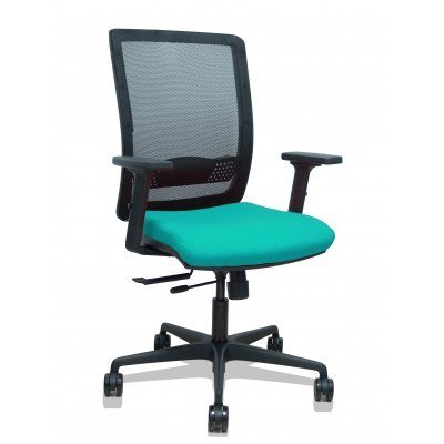 Silla Haches traslack malla negra asiento bali turquesa brazos 2D ruedas 65mm
