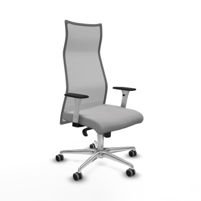 Albacete malla sincro malla gris bali gris claro brazos blancos base aluminio ruedas 65mm engomadas