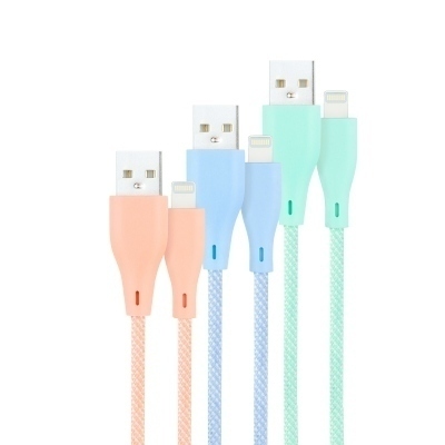 3 CABLES LIGHTNING A USB A/M, RO-AZ-VE MALLADO, 1M