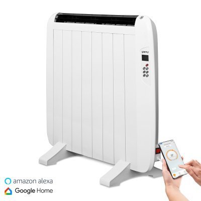 Yoevu radiador eléctrico bajo consumo. 8 elementos 1200 w de pared o pie 3 modos temporizador mando a distancia pantalla led blanco
